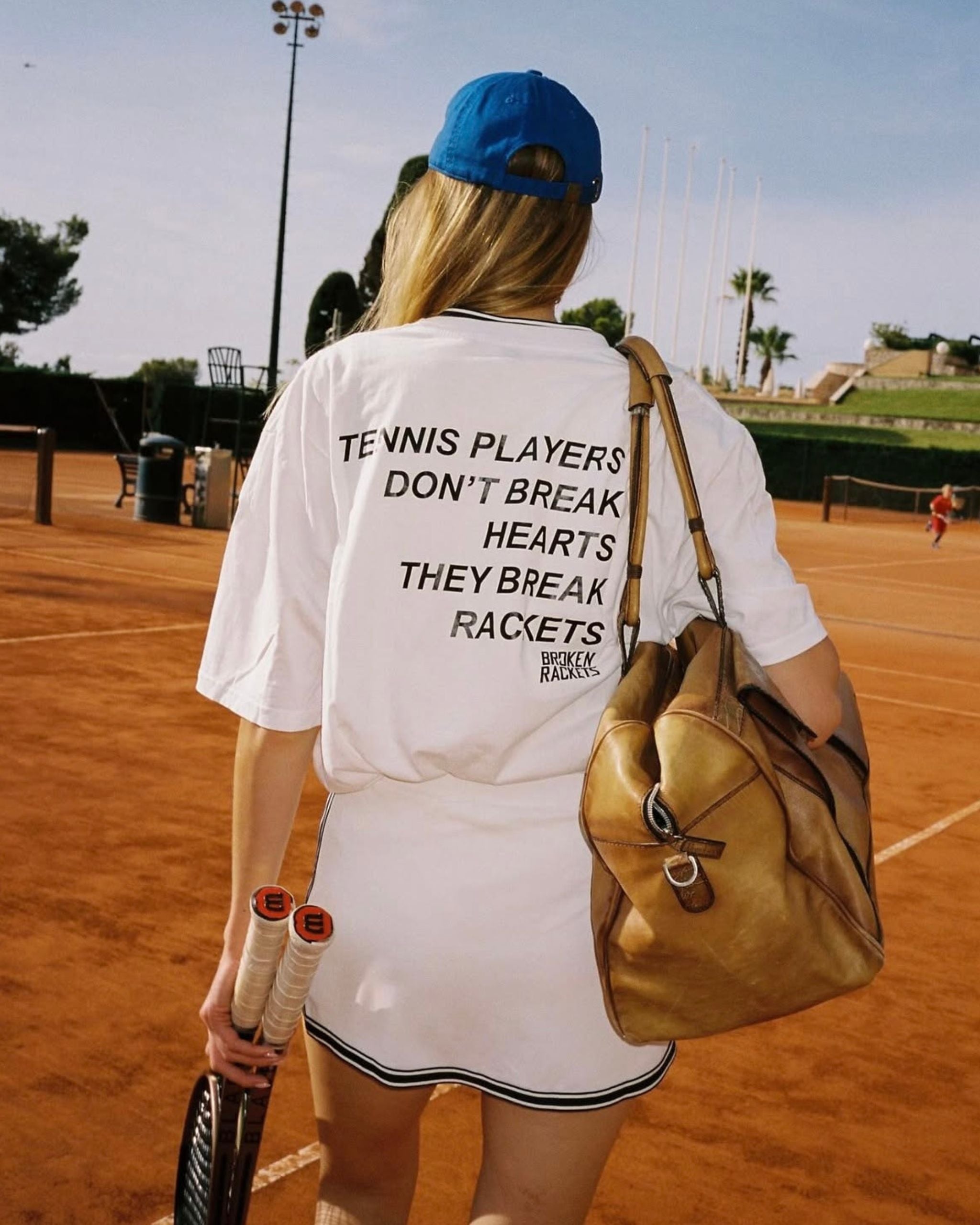 Broken Rackets Black Tee Tennis Players Dont Break Hearts